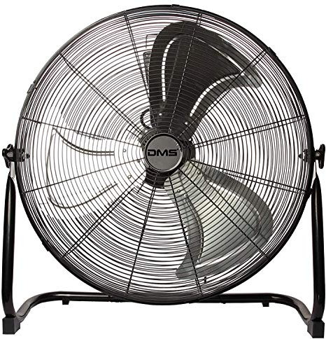 DMS Industrieventilator | Windmaschine | Bodenventilator | Hallenlüfter | Trommelventilator | 3 Geschwindigkeitsstufen | Ø 60cm | 180 Watt | 10000m3/h | Schwarz