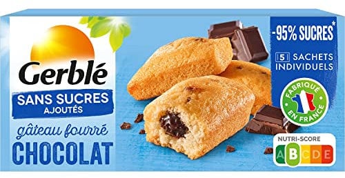 Gerblé Gâteau Fourré Chocolat Sans Sucres Ajoutés – Gâteaux Moelleux Individuels au Chocolat, Sans Huile de Palme, 150g (5 sachets)
