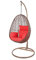 Kideo Swing Chair, Lounge-Möbel, Loungesessel Polyrattan, Hängestuhl, Hängesessel mit Gestell & Kissen (braun/rot)