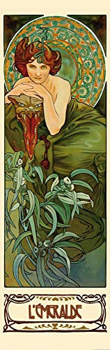 1art1 Alphonse Mucha Die Edelsteine, Der Smaragd 1900, 1-Teilig Fototapete Poster-Tapete 250x79 cm