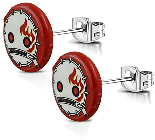 Bungsa Unisex-Ohrstecker Comic rund aus 316L Edelstahl 10 mm