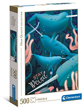 Clementoni 35099 Fantastic Animals Narwal – Puzzle 500 Teile ab 9 Jahren, buntes Erwachsenenpuzzle mit kräftigen Farben, Geschicklichkeitsspiel für die ganze Familie, schöne Geschenkidee