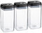 Argon Table Food Storage Containers with Airtight Flip Lock Lids - 1200ml - Black - 3 Pack - Plastic Kitchen Storage Tupperware Pantry Food Organiser for Cereal, Oats, Sugar, Coffee, Biscuits, Tea