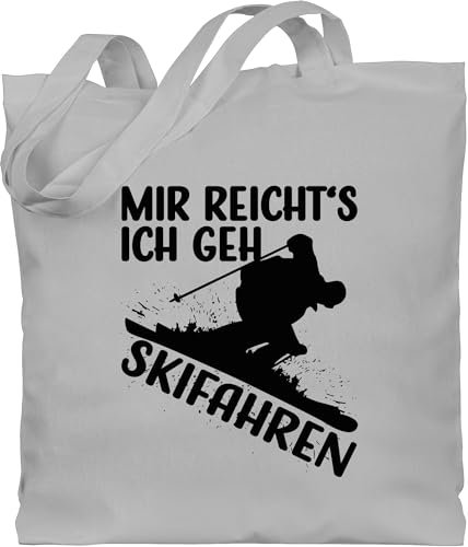 Baumwolltasche - Snowboard, Ski und mehr - Mir reicht's ich geh Skifahren - Unisize - Hellgrau - wintersport skifahr jutetasche sport skifahrer stofftasche jutebeutel tasche einkaufsbeutel