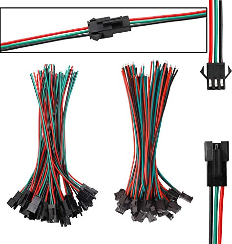 HUAZIZ 20 Pairs 3 Pin 22 AWG JST SM Maschio Femmina Connettore Cavo,Kit Connettore Striscia Led Connettore Luce,per WS2812B WS2812 WS2811 LED Strip Lamp(15cm)