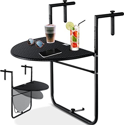 KESSER® Table de Balcon Suspendue Pliable Table de Balcon à Suspendre Table de Balcon Suspendue réglable en Hauteur sur 3 Niveaux Table Pliante Balustrade de Balcon résistante aux intempéries