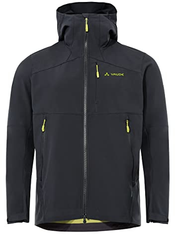 VAUDE Herren Shoftshelljacke Roccia Softshell Jacket II, 100% winddicht, atmungsaktiv, wasserabweisend, black/avocado, M