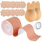 Strapless Push Up Adhesive Bra - Backless Self-Adhesive Reusable Silicone with Nipple Cover for A/B/C/D Cup Women (UK, Cup & Band, G, Beige)