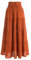 IWEMEK Damen Boho Elastische Taille A-Linie Rüschen Strand Cabrio Maxirock Kleid Müde Plissee Kordelzug Chiffon Lange Röcke, Orange/Abendrot im Zickzackmuster (Sunset Chevron), Groß
