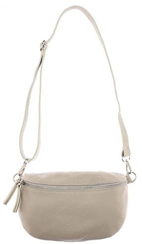 Zwillingsherz Bauchtasche mit Reißverschluss aus 100% Echtleder - Hochwertige Schultertasche zum Umhängen für Damen Frauen Mädchen – Crossbag groß und elegant - Umhängetasche Handtasche Bag