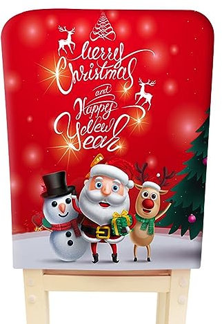 GHEART Weihnachten Stuhlhussen, Nikolaus Hut Stuhlbezug Weihnachtsmann Esszimmerstuhl Rückenbezüge, Waschbar Rot Stuhlschoner Weihnachten Deko Weihnachts Ornament Party Supplies