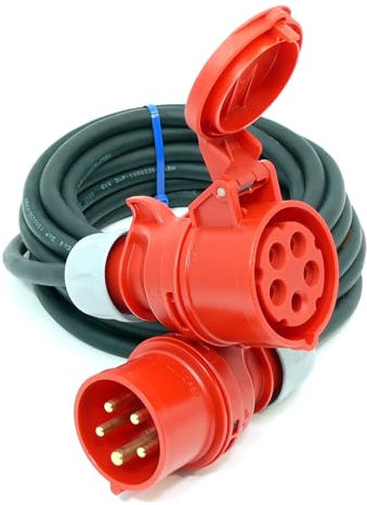 CEE Starkstromkabel (1,5m-50m) 16A Verlängerungskabel Titanex H07RN-F 5x1,5mm² mit PCE Shark Stecker und Kupplung, Business-Line von Event-Kabel (10 Meter)
