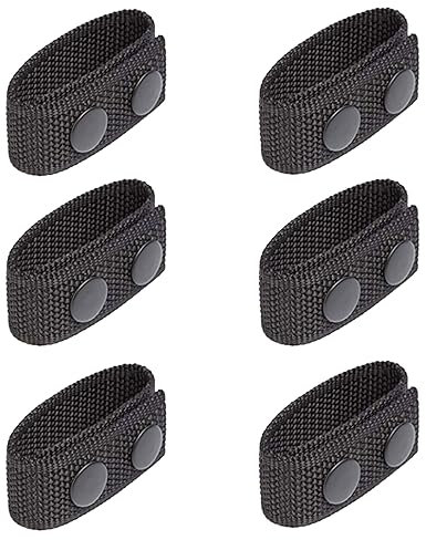 WUDQIJI Nylon Duty Belt Keeper 6 Stück Duty Belt Keeper Gürtelhalter Gürtelschlaufen Nylon Snap Belt Keeper mit doppelten Druckknöpfen für Outdoor Sports Camping Police(Schwarz)