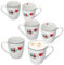 MamboCat Caffee Amore 6er Set Kaffeebecher mit Henkel I 300 ml I 6 Personen I Porzellan-Tassen für Heißgetränke wie Tee, Kakao, Kaffee & Co. I Herz-Dekor + italienische Flagge