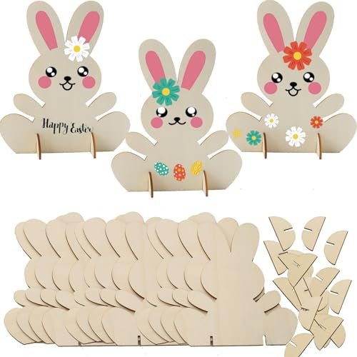 ToBeIT 3D Osterhase zu bemalen Holz Osterhase osterndeko Deko f. kinderr Osterhase (E)