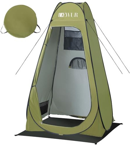 Dewur Tenda per WC da campeggio, UV 50+, tenda da doccia, pop-up, per la privacy, spogliatoio, per esterni, per il campeggio e la spiaggia, con borsa per il trasporto (verde)