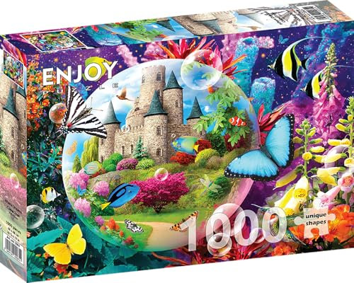 1000 Pieces Jigsaw Puzzle for Adults – Matte Finish, Soft Touch, Sturdy and Unique Pieces, Tight Fit, Vivid Colors, Missing Pieces Service – Fantasy Collage of Magic Underwater Castle by ENJOY Puzzle