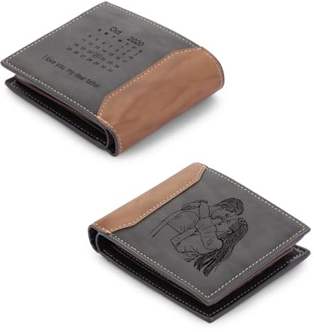 Glimmerday Personalisierte Geschenke für Männer, Brieftaschen für Männer, Personalisierte Gravierter Kalender Brieftasche, Valentinstagsgeschenk für Freund, Ehemann