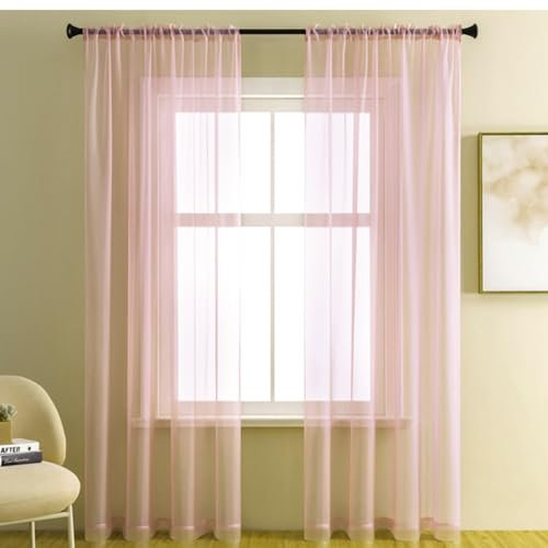 Set di 2 tende trasparenti per soggiorno, in voile, per camera da letto, balcone, 140 x 180 cm, rosa antico