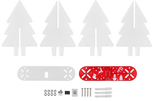 Mwrode Elektronischer DIY-Weihnachtsbaum-Bausatz, Dreidimensionaler LED-Schaltkreis-Bausatz, DIY-Baum-Dekorationsmodul Für Die Desktop-Dekoration Im Home-Office(Rot)