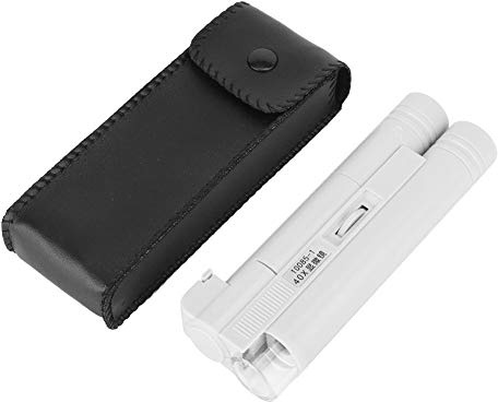 Pocket Microscope, High Resolution 40X Zoom LED Magnifier with Large Eyepiece and Bright Light for Kids Adults Portable Inspection Tool Optical Glass Lens ABS White