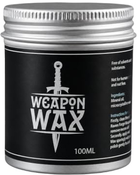 Raven Forge Weapon Wax 100ml - Refined Microcrystalline Wax for Any Blade, Metal, Wood & Leather. Restore & Protect from Moisture Corrosion. Weapon Accessories.