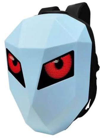 Bewinner LED Motorrad Rucksack, 3D Hartschalen Motorradrucksack mit Programmierbarem Digitalbildschirm, Farbenfrohes Design, Wasserdichte Reithelmtasche für den Außenbereich