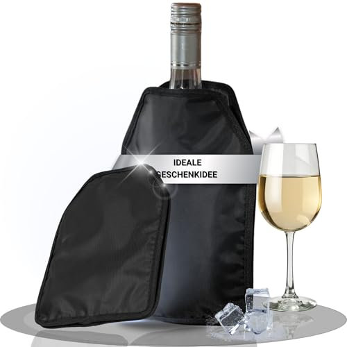 Vielseitige Kühlmanschette 'Style' - Weinkühler, Bierkühler oder Sektkühler hält Getränke stundenlang kühl - Flaschenkühler für unterwegs oder zu Hause, Farbe:schwarz