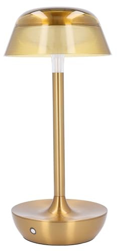 Schnurlose Goldene Schreibtischlampe, Wiederaufladbar, Touch-Steuerung, 3-farbig Dimmbar, Batteriebetrieben mit 48 Stunden Lebensdauer, Geeignet für Restaurants, Schlafzimmer, Bars