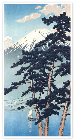 Kawaguchiko Poster von Kawase Hasui 20 x 40 cm Blau Wandbilder Wanddeko