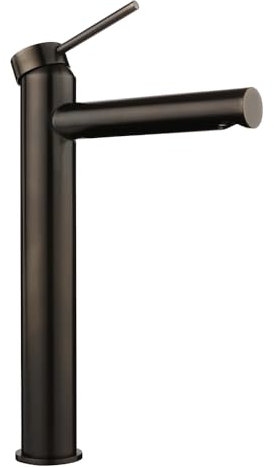 Milano Otto Modern High Rise Mono Bathroom Basin Mixer Tap Lever Handle - Black Nickel