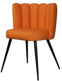 KAWOLA Esszimmerstuhl JADA - Polsterstuhl in Orange aus Kunstleder, Stabile Schwarze Metallbeine, Modernes Design für Küche & Esszimmer