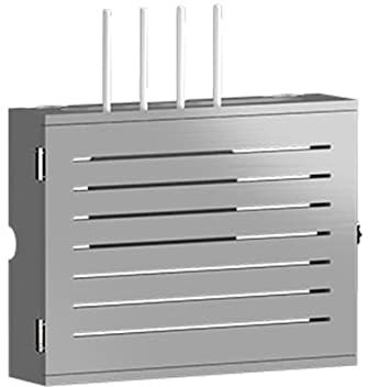 Wooden WiFi Router Storage Box Set with Cable Management Wall Shelf Decorative Cover for Hide Cable Plug Socket Optical Modem Floating TV Stand for Home Decor