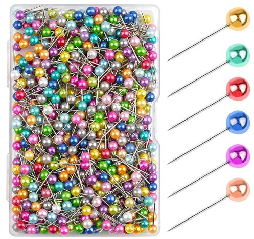 600 Stück Stecknadeln mit Kopf, Rundkopf Pinnadeln Buntkopf, Pinnwandnadeln mit Stahlspitze, Stecknadeln für Weltkarte, Pinnnadeln für Pinnwand, Karte, Foto Wand, Handwerk, Markierung