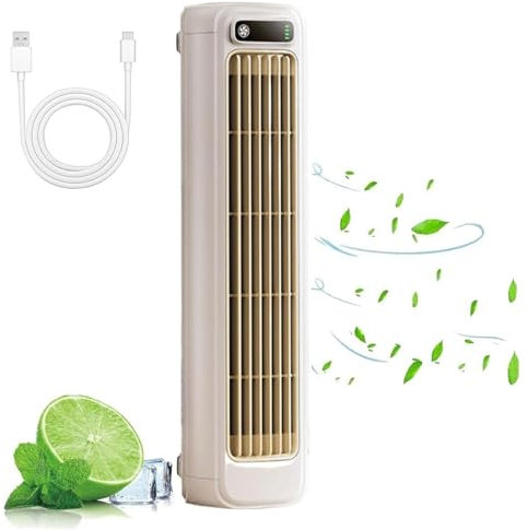 Solymall Ace Enfriador, Aires Acondicionados Portátiles, Ventilador De Torre Silencioso De Escritorio, 3 Velocidades, Sin Aspas, Para Dormitorio, Oficina Y Hogar (Beige)