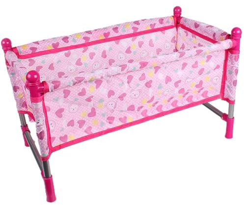 Puppenbett, einfach zu installierendes Puppenbett, Robustes aus Kunststoff und Stoff, Rollenspielspielzeug, Babypuppenzubehör, Geschenk für Mädchen ab 4 Jahren, Puppenwagen