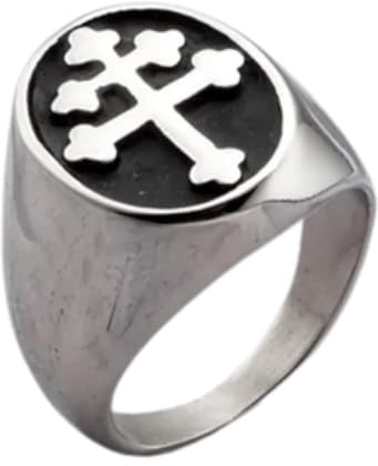 orehugaf Ring Ringe Damen Bijouterie Herren Vintage Silber Farbe Männer Klassische Kreuz Von Lothringen Siegelring Schmuck Für Freund 13 R932