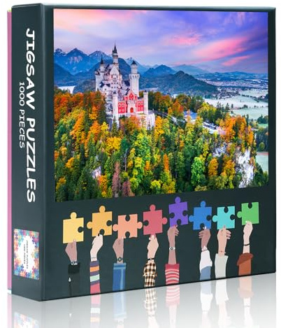1000 Teile Puzzle: Neuschwanstein Schloss Herbstlandschaft (50x70cm) - Bayerisches Märchenschloss in den Alpen, Berühmtes Deutschland Motiv für Zuhause