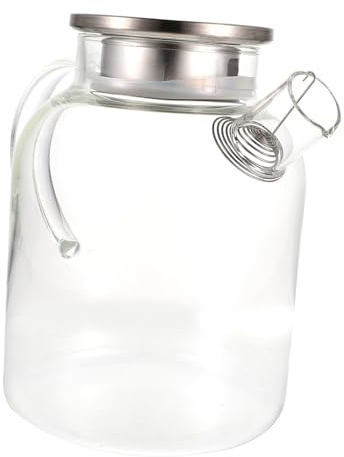 DECOMELODY Théière Verre Capacité Importante avec Couvercle Acier Inoxydable Pichet Multifonction pour Eau Froide Thé Glacé Jus et Boissons Faites Maison Résistance Basse Température Usage