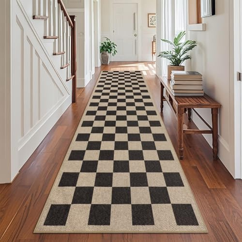 TUKDAK Weben Teppich Läufer Flur rutschfest 80x300cm, Waschbar Küchenteppich, Flurläufer Modern, Teppichläufer, Küchenläufer, Flur Teppich, Flurteppich für Küche, Eingang, Wohnzimmer, Korridor