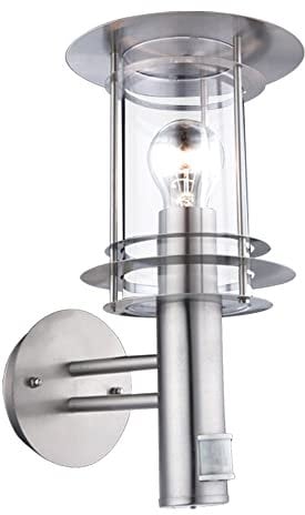 Globo Außenleuchte Miami mit Sensor, Edelstahl, 1x E27 60W
