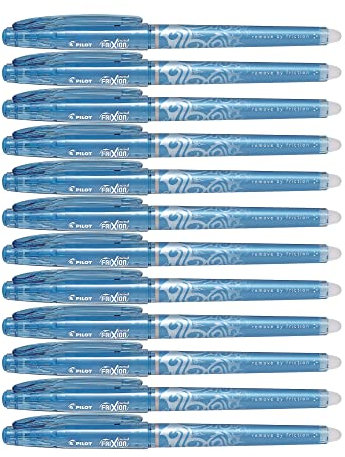 Pilot, Frixion Tintenroller mit Kugel für feine Linien Packung mit 12 hellblau