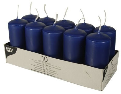 PAPSTAR Stumpenkerzen Ø 40 mm 90 mm dunkelblau Weihnachtskerzen, Weihnachtsdekoration Menge: 10