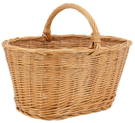 AUBRY GASPARD - Panier Crocane en Osier Buff - Grande Contenance - Dimensions 52 x 35 x 24 cm - Hauteur Totale avec Anse 33 cm - Léger 0,5 kg - Idéal pour Cueillette et Détente en Plein Air