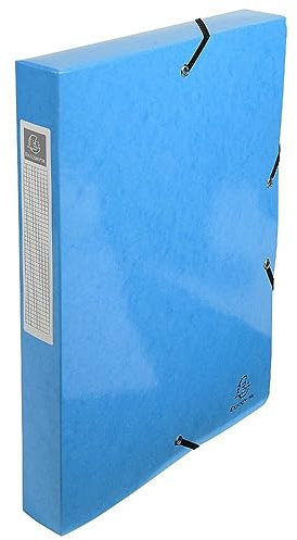 Exacompta 59927E 1 Abheftbox mit Gummibändern IDERAMA aus Glanzkarton 600g/m2 Rückseite 4 cm Maße 25 x 33 cm für A4-Dokumente Farbe hellblau wird montiert geliefert
