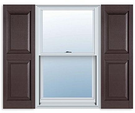 Exterior Solutions Standard Raised Panel Exterior Vinyl Shutter, Sienna Brown (Pair), 15 Inch x 59 Inch
