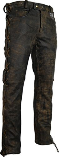 MDM Lederhose an den Seiten geschnürt in braun Bikerjeans Lederjeans Rockerhose Western Lederhose (31)