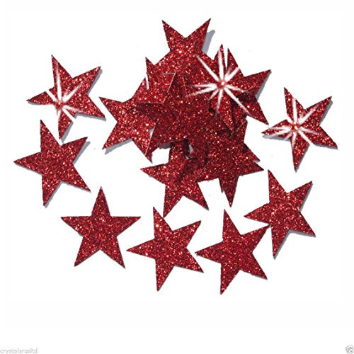 CrystalsRus 48 Red 25mm Self Adhesive Glitter Star Sticker card making craft Diy christmas