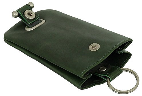 Leder Schlüsselglocke Schlüsseletui Schlüsseltasche Schlüsselmappe Schlüsselbeutel Farbe Grün