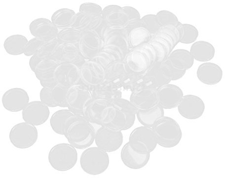 100pcs Boîte de Monnaie Transparent en Plastique Collecteur de Pièces Multiusage Mixte Taille - 26mm
